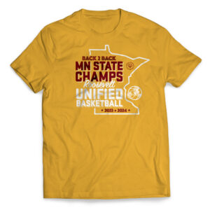 Gold Cotton T-Shirt with Screened State Champs Logo